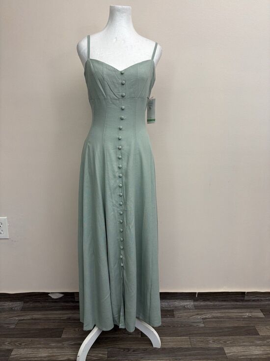 Taylor Dresses & Skirts - Taylor Women's Linen Blend Fit Flare Midi Dress Buttons Sage Mint Green Size 8
